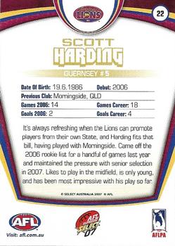 2007 Select AFL Supreme #22 Scott Harding Back